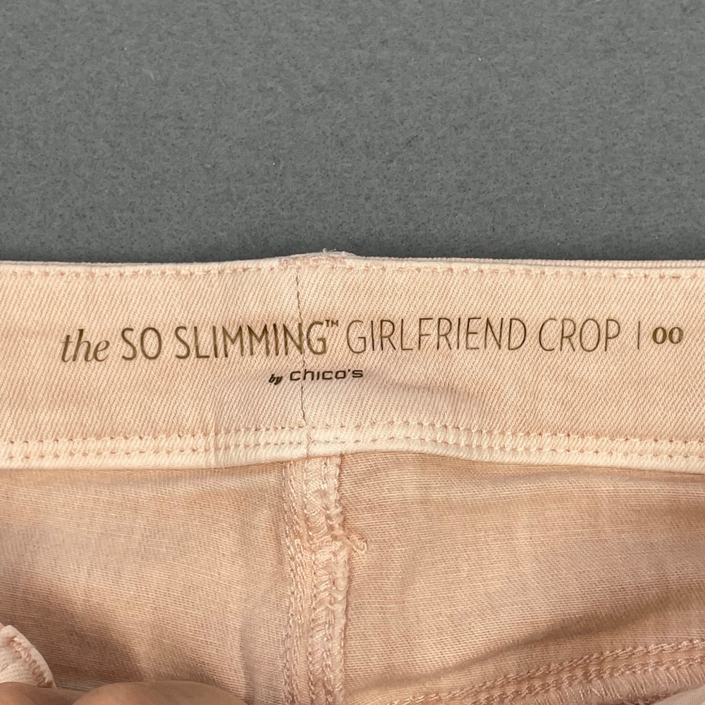 Chico's Pink So Slimming Girlfriend Crop Jeans Women 00 - Picture 5 of 10